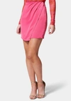 Bebe Satin Wrap Skirt In Fuchsia