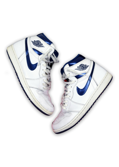 Pre-owned Jordan Nike : 2016 Air Jordan 1 Retro High Og Metallic Blue Shoes In Navy