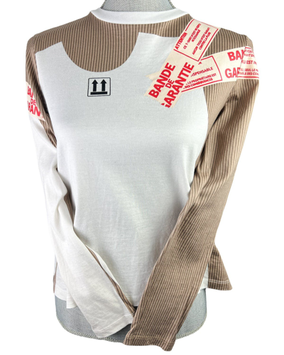 Pre-owned Jean Paul Gaultier Jpg Jeans Warranty Tape Box Longsleeve In White/brown/red