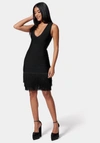 BEBE BANDAGE FRINGE DRESS