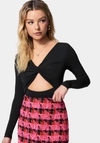 BEBE TWIST FRONT LONG SLEEVE BODYSUIT