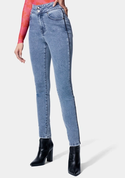 Bebe High Waist Skinny Leg Jeans In Antique Indigo Wash