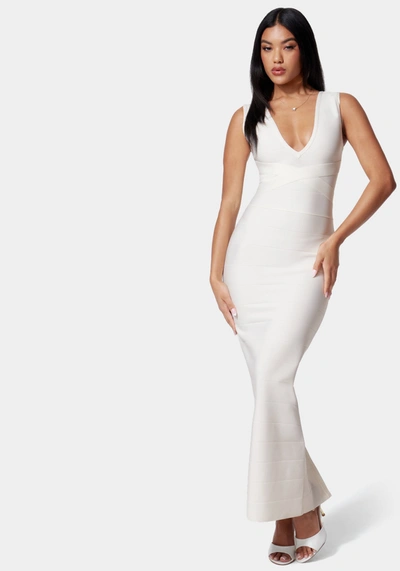 Bebe Luxe Bandage Double V Gown In Ivory