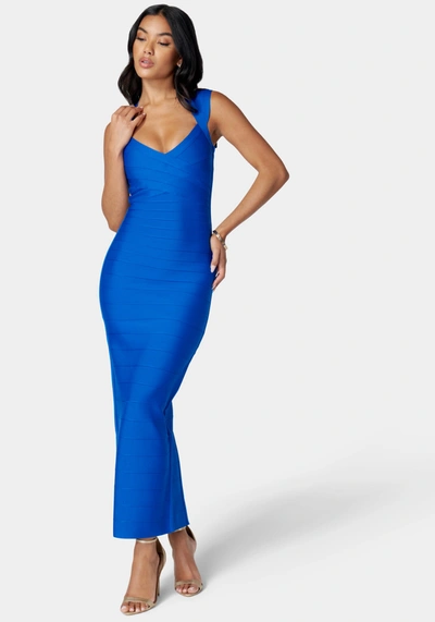 Bebe Luxe Bandage Sweetheart Neck Gown In Cobalt