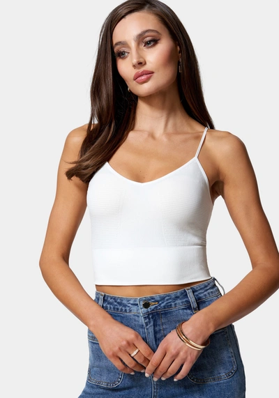 Bebe Seamless Knit Top In White Alyssum