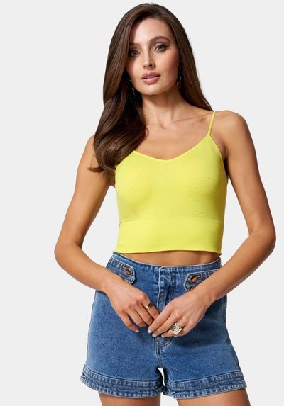Bebe Seamless Knit Top In Cyber Lime