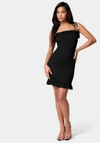 BEBE TIE STRAP CRINKLE MINI DRESS