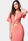 Bebe Strappy Cutout Knit Midi Dress In Desert Rose