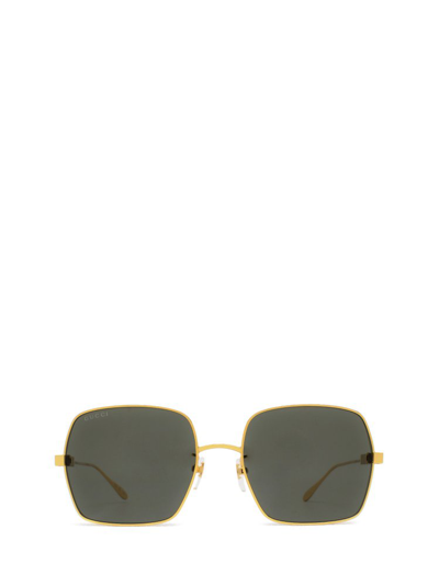 Gucci Eyewear Rectangle Frame Sunglasses In 001 Gold Gold Grey