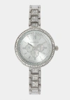 Bebe Silver Dial Crystal Bezel Watch In Silver