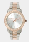 BEBE SILVER SMOOTH DIAL CRYSTAL BEZEL WATCH
