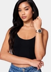 BEBE BLACK SMOOTH DIAL CRYSTAL BEZEL WATCH