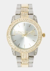 BEBE SILVER SMOOTH DIAL CRYSTAL BEZEL WATCH