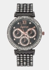 BEBE GUN METAL DIAL CRYSTAL BEZEL WATCH