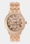 Bebe Full Pave Crystal Dial Crystal Bezel Watch In Rose Gold
