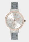 Bebe Silver Dial Crystal Bezel Watch In Two-tone Rose Gold-grey