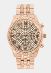 Bebe Full Pave Crystal Dial Coin Edge Bezel Watch In Rose Gold