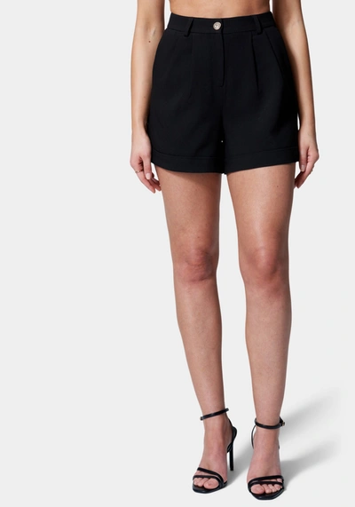 Bebe High Waist Woven Twill Short In Black