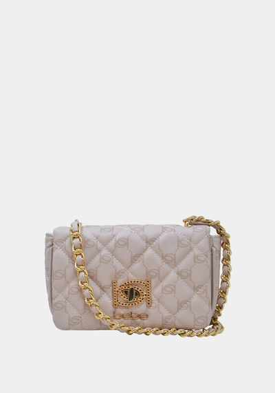 Bebe Liv Monogram Crossbody In Bone,latte Logo