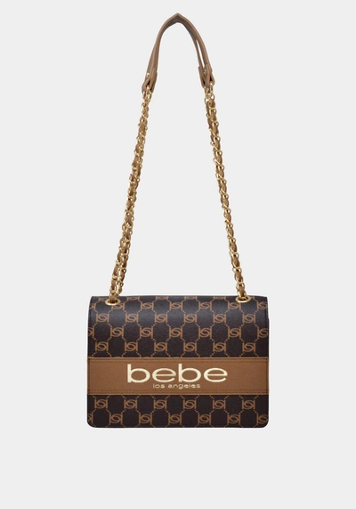 Bebe Serena Monogram Shoulder Bag In Chocolate