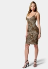 Bebe Square Neck Animal Print Midi Dress In Leopard