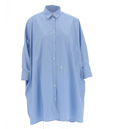 Jil Sander Striped Buttoned Shirt Dress In Blue