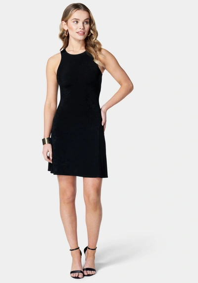 Bebe Sleeveless Slinky Godet Dress In Black