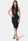 Bebe Sleeveless Lace Midi Dress In Black