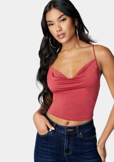 Bebe Drape Neck Criss Cross Back Top In Astro Dust