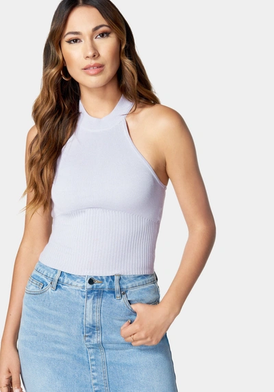 Bebe Mock Neck Halter Sweater In Lavender