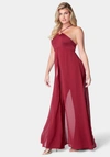 Bebe Overlay Wide Leg Jumpsuit In Wine