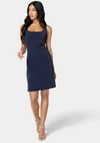 Bebe Square Neck Flare Dress In Navy
