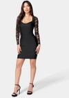 Bebe Lace Sleeve Bandage Minidress In Black