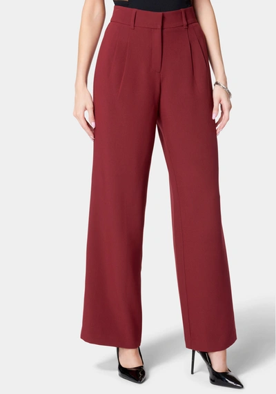 Bebe High Waist Tailored Wide Leg Pant In Cabernet
