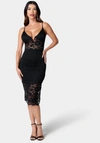 Bebe Lace-up Back Midi Dress In Jet Black