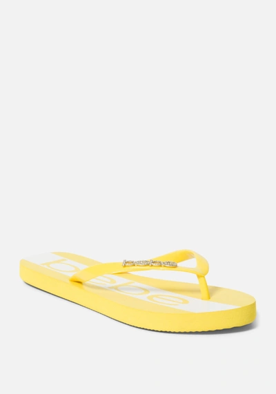 Bebe Tierla  Logo Flip Flops In Yellow