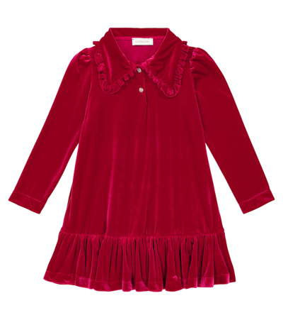Monnalisa Kids' Velvet Dress In Red
