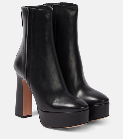 AQUAZZURA GROOVE LEATHER PLATFORM ANKLE BOOTS