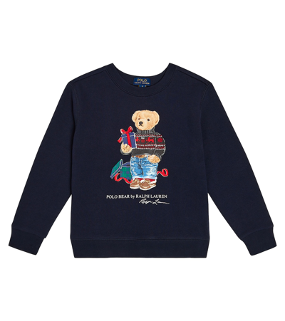 Polo Ralph Lauren Kids' Toddler And Little Boys Polo Bear Fleece Sweatshirt In Hunter Navy Gift Bear