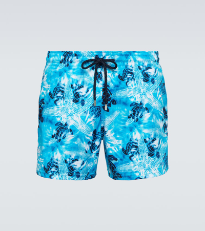 Vilebrequin Moorise Printed Swim Trunks In Azur