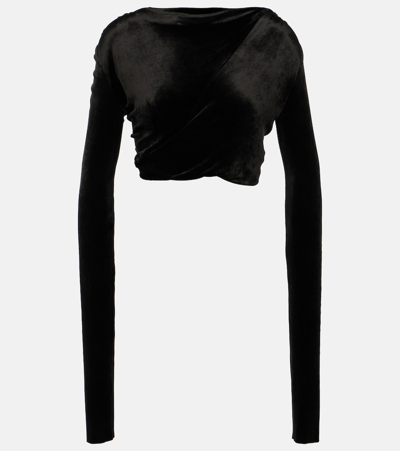 Rick Owens Lilies Jersey Cropped Top In Black