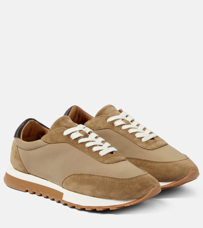 The Row Owen Suede-trimmed Nylon Runner Sneakers In Khaki