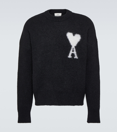 Ami Alexandre Mattiussi Ami De Caur Alpaca Wool-blend Sweater In Black