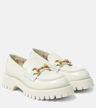 Gucci Horsebit Leather Loafers In White