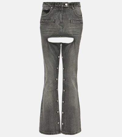Courrèges Button-down Straight Jeans In Grey