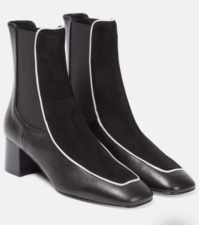 Totême 50mm The Block Heel Leather Ankle Boots In Black,off White