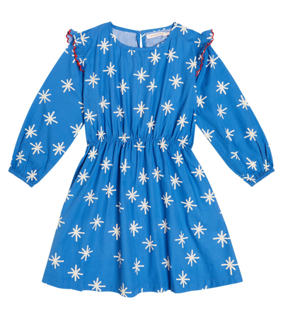 Tinycottons Kids' Snow Cotton Dress In Blue