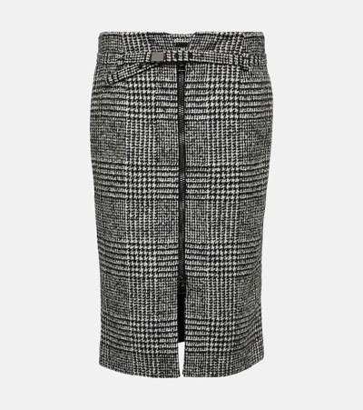 Tom Ford Virgin Wool Skirt With Prince Of Wales Motif In Grey