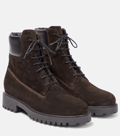 Totême Husky Suede Ankle Boots In Brown