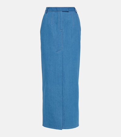 Aya Muse Colia Denim Maxi Skirt In Light Wash